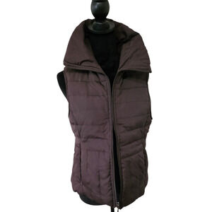 Kenneth Cole Reaction Women Full Zip Up High Neck Brown Puffer Vest Size Medium